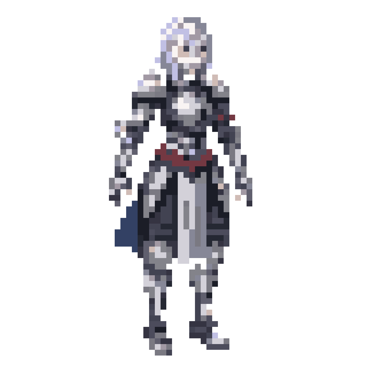 Silver-Haired Female Knight Sprite pixel art