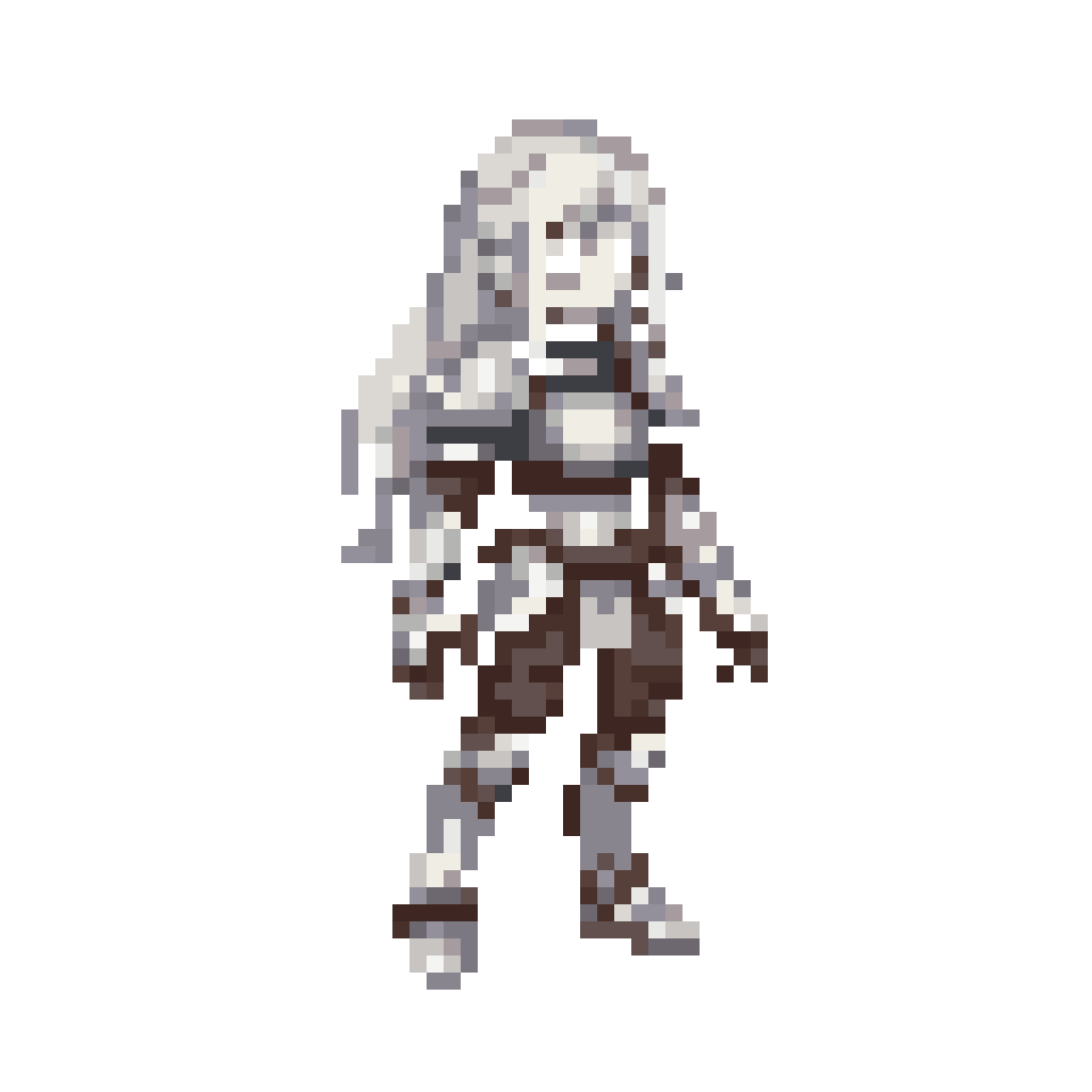 Silver-Haired Female Knight Sprite pixel art