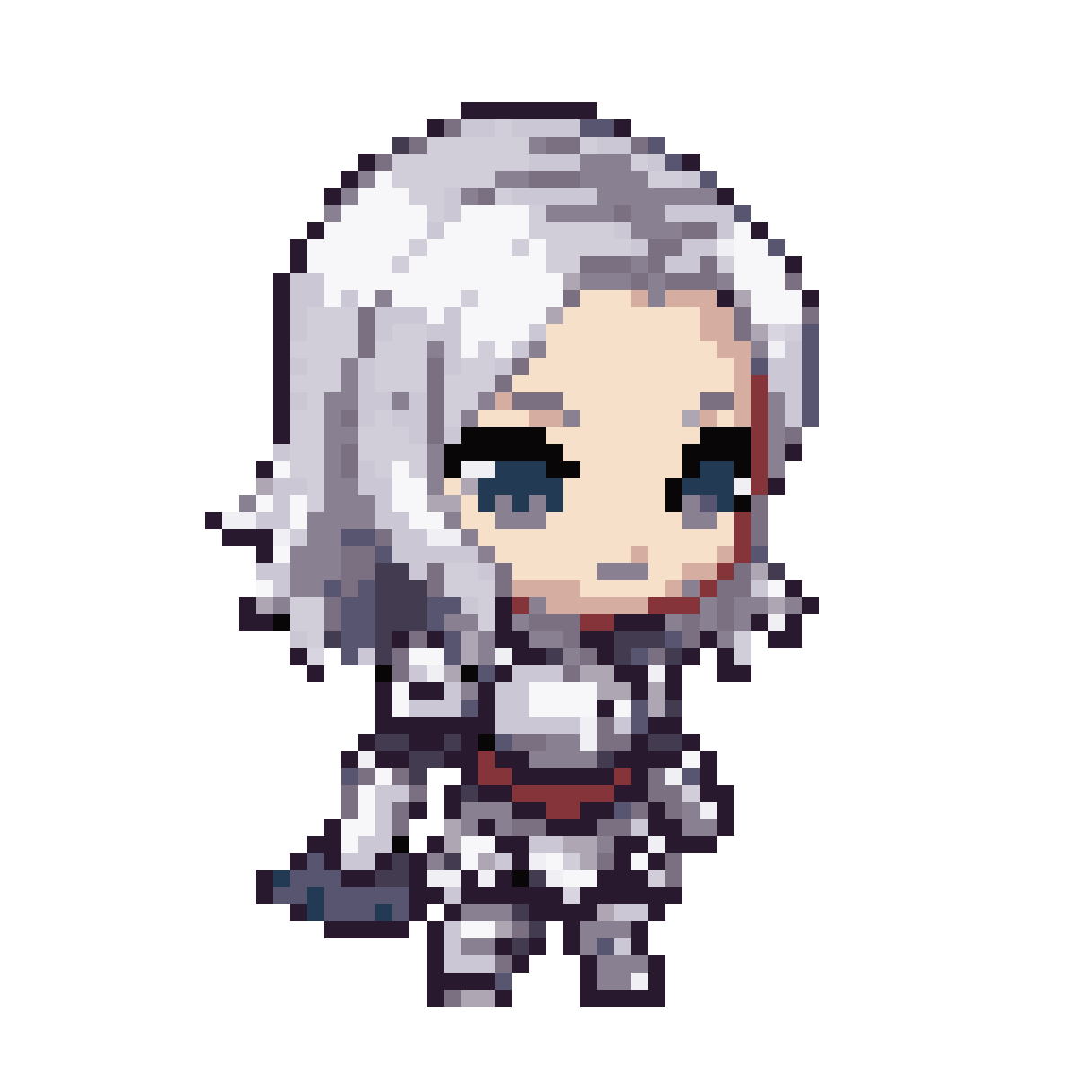 Silver-Haired Female Knight Chibi Sprite pixel art