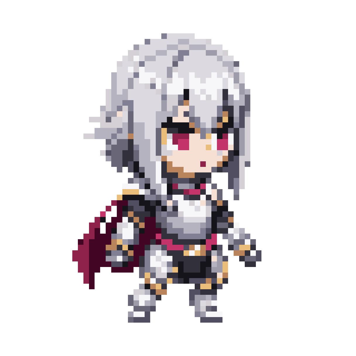 Silver-Haired Female Knight Chibi Sprite pixel art