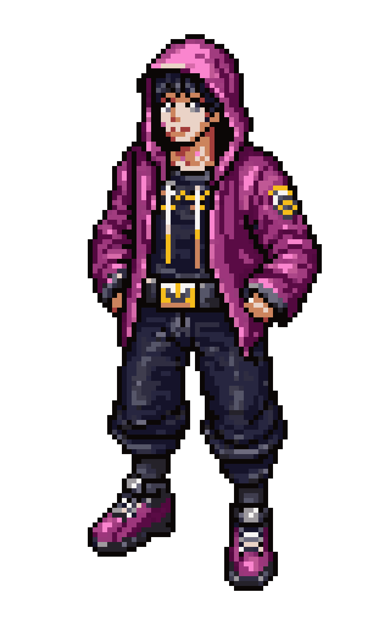 Running Male Character in Cyberpunk pixel art