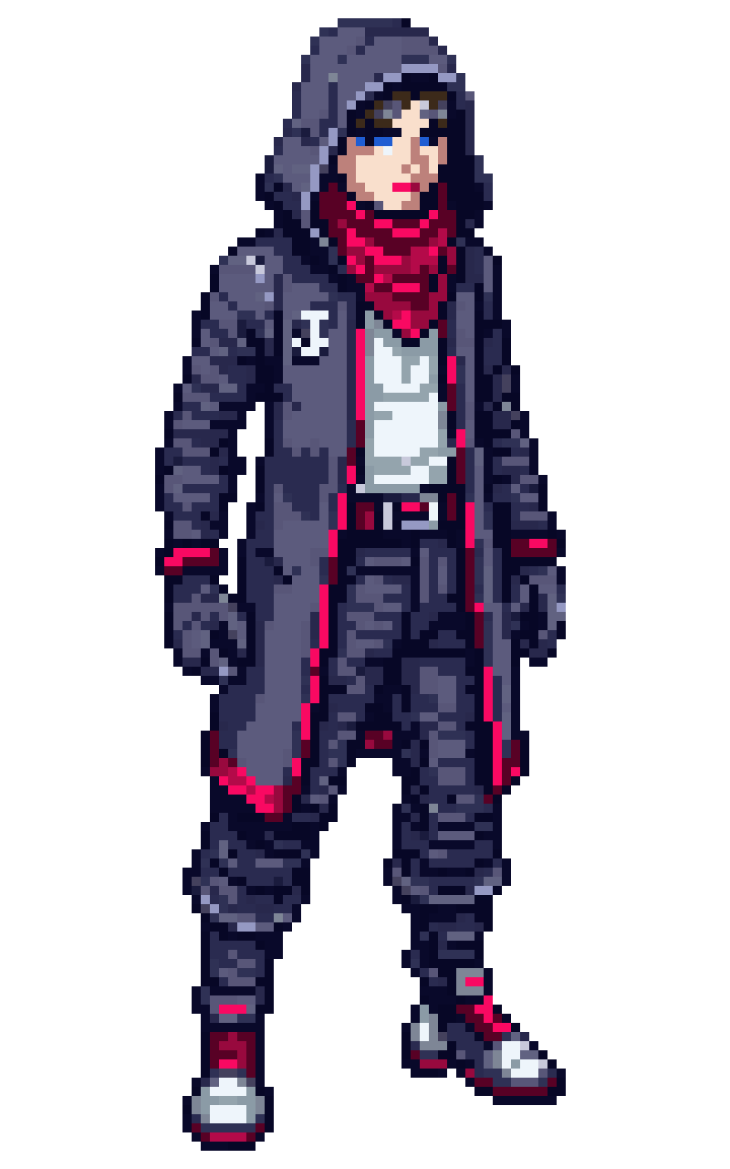 Running Male Character in Cyberpunk pixel art