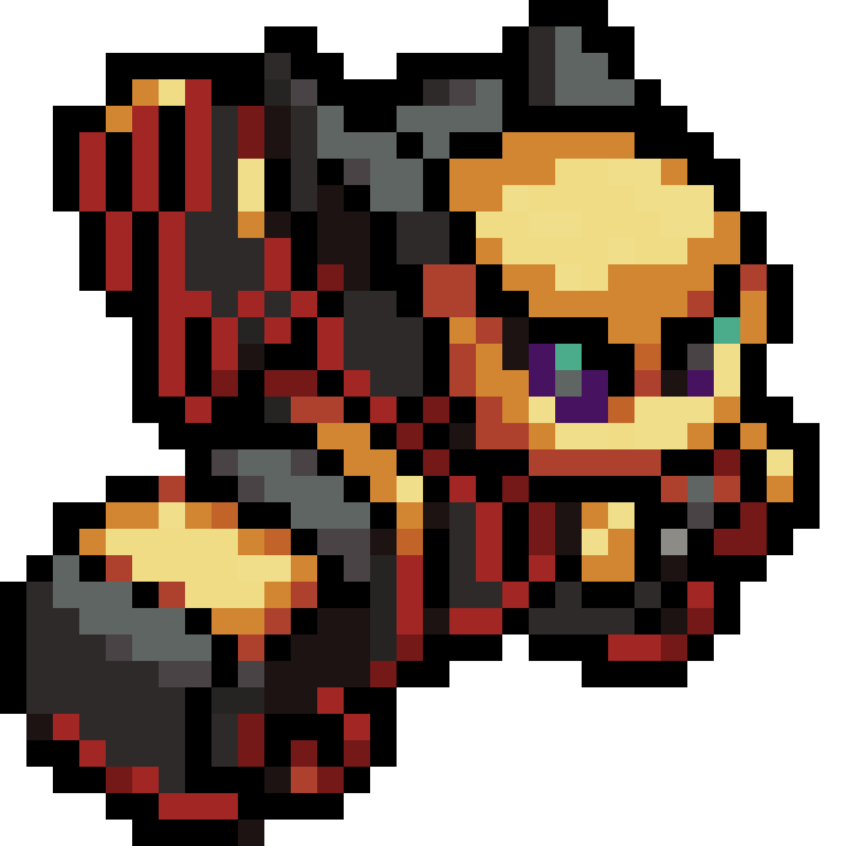 Same character in dark outfit pixel art