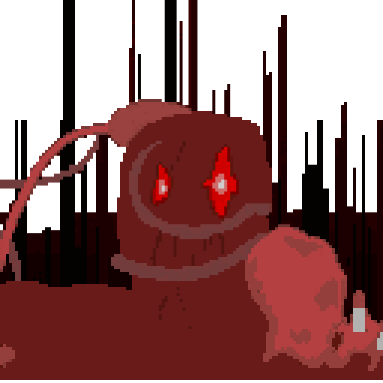 Weird Flesh Scary Humanoid Creature Tarnished pixel art