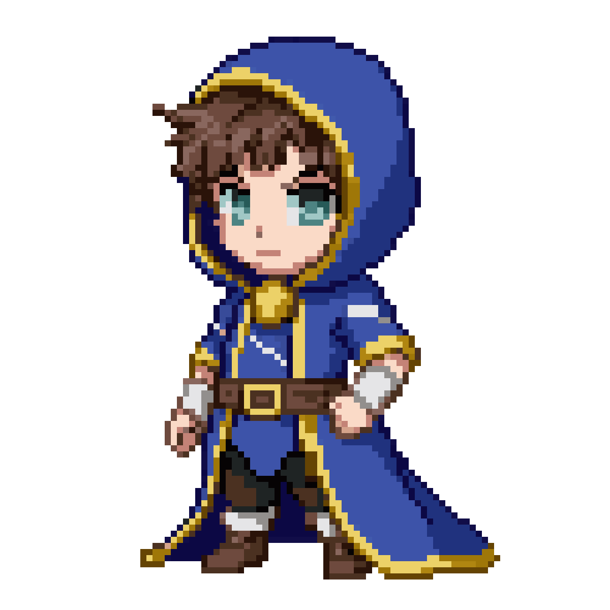 young human male in regal robe pixel art