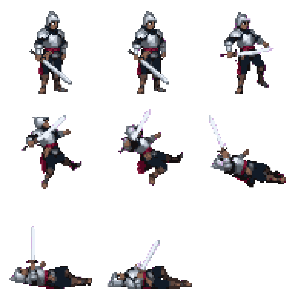 Medieval Knight Warrior Dying pixel art
