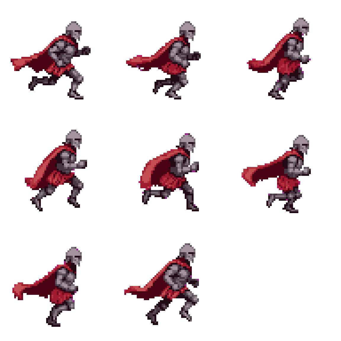 Knight Running Without Weapon Walking pixel art