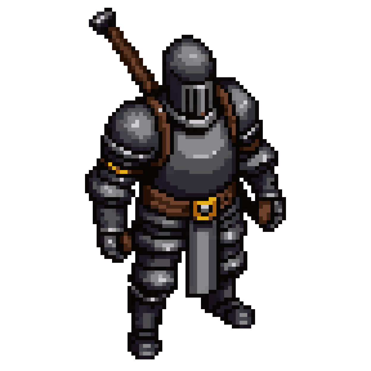 Dark Gunmetal Medieval Knight pixel art