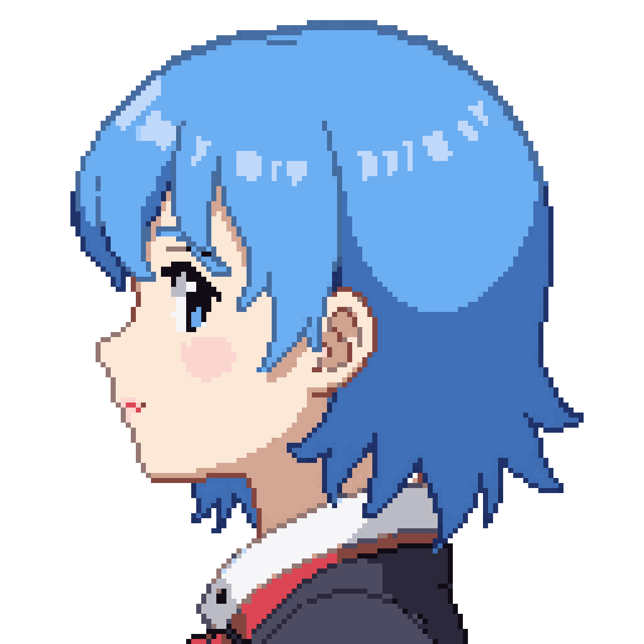 Cute 18 Year Old Blue Haired Anime Girl pixel art