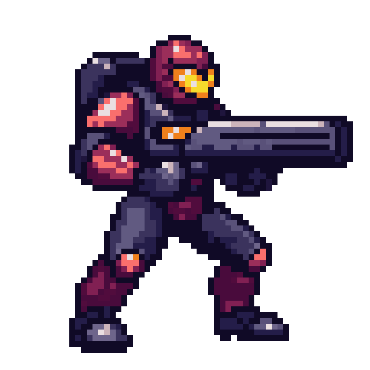 cosmic warrior with laser gun pixel art